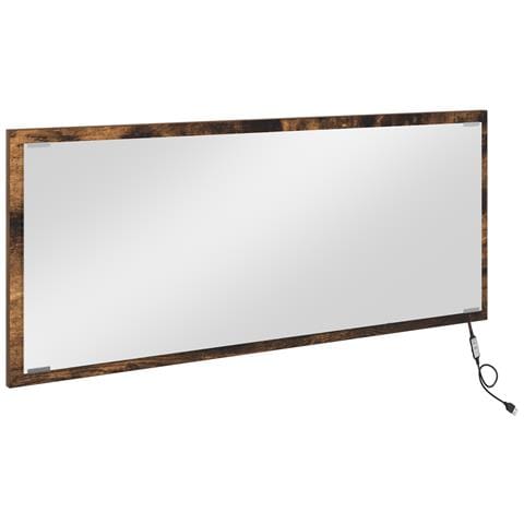 Specchio da bagno LED Rovere affumicato 90x8,5x37 cm Legno ingegnerizzato - Foto 1