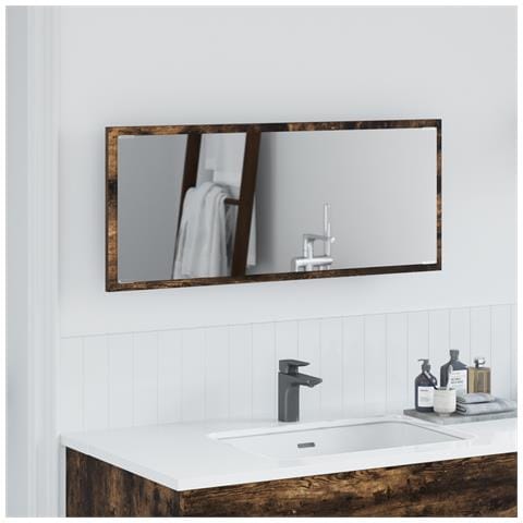 Specchio da bagno LED Rovere affumicato 90x8,5x37 cm Legno ingegnerizzato - Foto 2