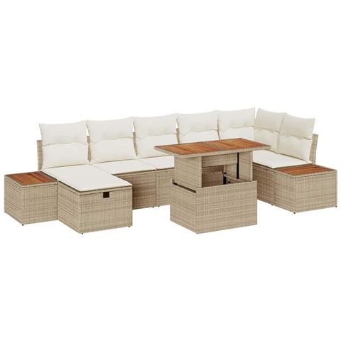 Set Divano da Giardino 8 pcs Beige polyrattan - Foto 1
