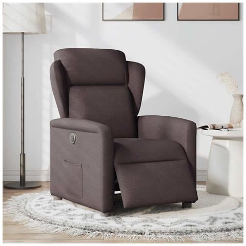 Poltrona Elettrica Reclinabile Marrone Scuro in Tessuto - Foto 2