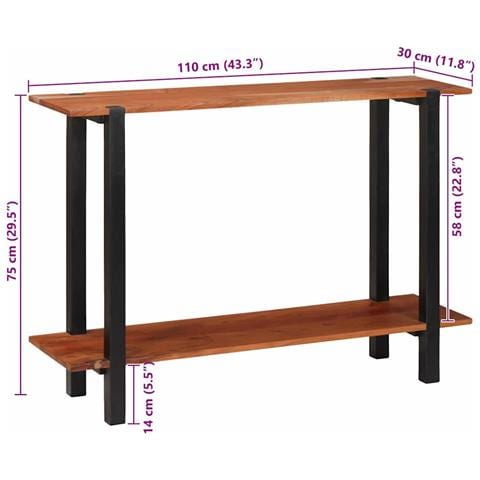 Tavolo consolle con lo scaffale Marrone 110 x 30 x 75 cm - Foto 9
