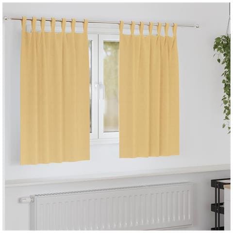 Tende con tende 2 pcs Beige Poliestere - Foto 2