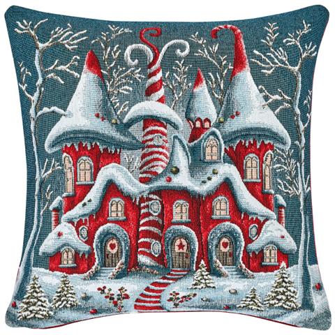 Federa Cuscino Arredo Casa Fodera Tessuto Cinigliato Fantasie Natalizie Made Italy 40x40 Chateaux Noel - Foto 1