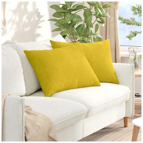 Cuscini da Divano 2 pcs Giallo 70 x 50 cm Tessuto in Cords - Foto 2