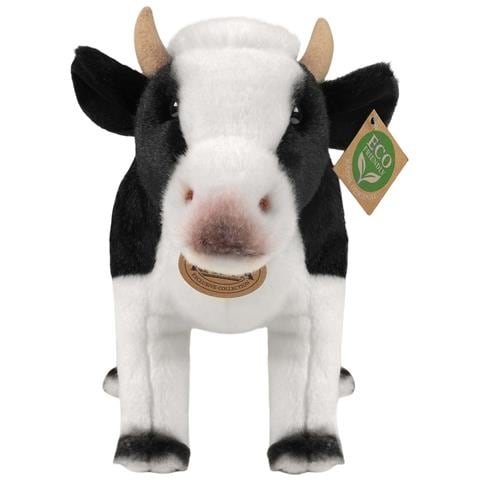 Peluche Mucca 33cm Realista Ultra Morbido In Materiale Riciclato Ecologico, Bianco / Nero - Foto 5