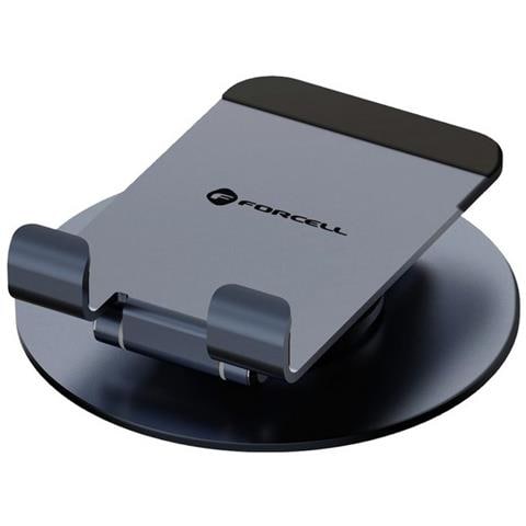 Supporto Da Scrivania Universale Pieghevole Fold Stand 3 In Alluminio Base Rotonda Rotante, Grigio - Foto 2