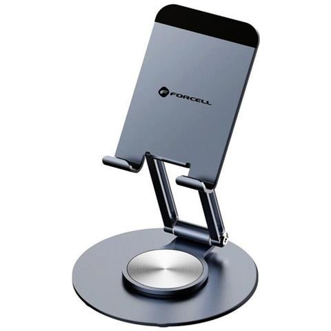 Supporto Da Scrivania Universale Pieghevole Fold Stand 3 In Alluminio Base Rotonda Rotante, Grigio - Foto 1