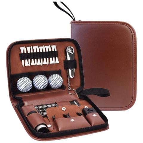Kit Di Accessori Da Golf In Pelle Pu Marrone - Set Di Utensili Da Golf Multifunzionale Con Accessori Completi - Foto 1