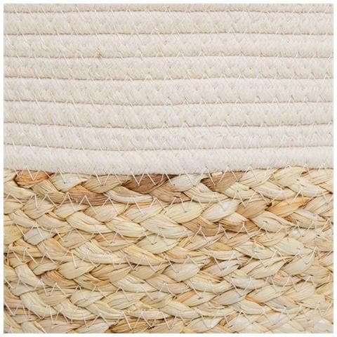 Cestino In Fibra Naturale E Cotone Marrone D32x31 - Foto 8