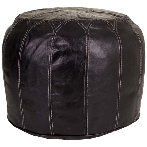 Pouf In Pelle Marrone 48x48x35h - Foto 1