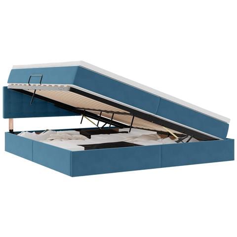 Letto con Contenitore Blu Scuro 200 x 200 cm Velluto - Foto 1