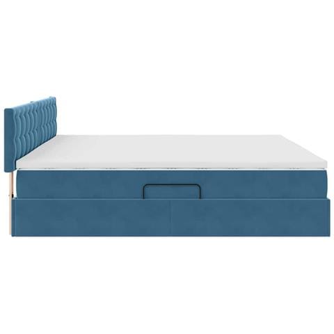 Letto con Contenitore Blu Scuro 200 x 200 cm Velluto - Foto 9