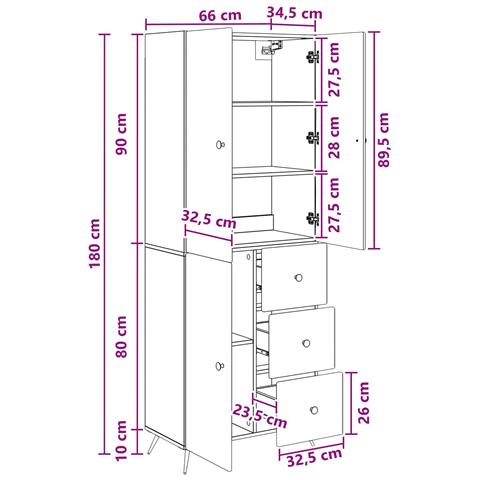 Set di armadi 2 pcs Legno antico Legno ingegnerizzato - Foto 8