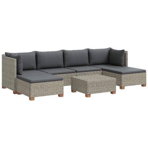 7 pz Set Lounge in Rattan con Cuscini GENDT Rattan naturale - Foto 1