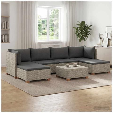 7 pz Set Lounge in Rattan con Cuscini GENDT Rattan naturale - Foto 10