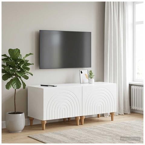 Mobile TV Bianco Lucido Legno ingegnerizzato - Foto 2