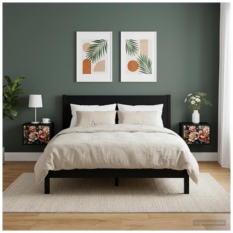 Mobiletto da comodino a parete BORNE 2 pz Rovere Nero - Foto 2