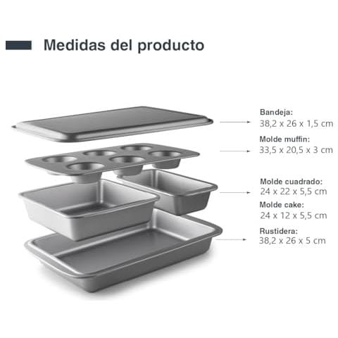 68461 - Set di 5 stampi da forno, stampo per muffin, stampo quadrato - Foto 2