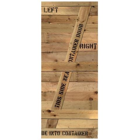 Trompe L' Oeil Porta Adesivo Legno Lordo Container Decorazione Da Parete, Polivinilcloruro, Marrone, 83 x 0,1 x 204 cm - Foto 1