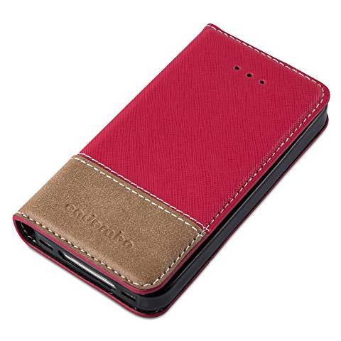 Custodia Libro Per Apple Iphone 4 / Iphone 4s In Rosso Marrone - Con Vani Di Carte, Funzione Stand E Chiusura Magnetica - Portafoglio Cover Case Wallet Book Etui Protezione - Foto 1