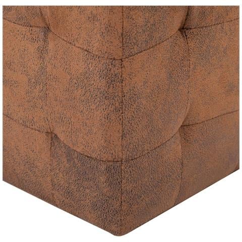 Pouf 2 pz Marrone 30x30x30 cm in Similpelle Scamosciata - Foto 2
