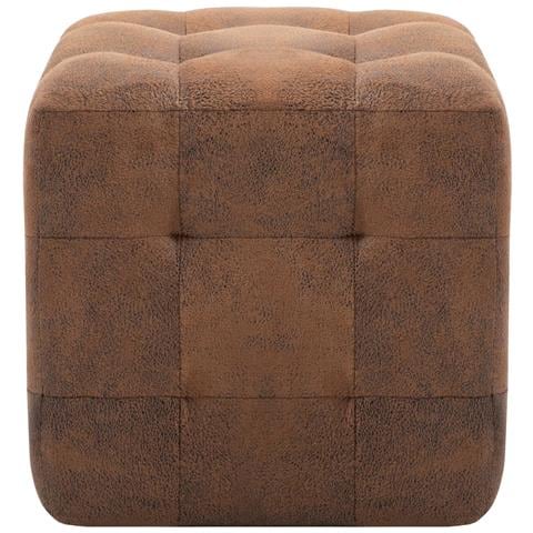 Pouf 2 pz Marrone 30x30x30 cm in Similpelle Scamosciata - Foto 6