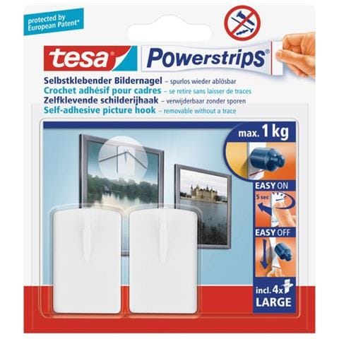 Ciabatte Tesa, Ganci Autoadesivi Per Quadri, 2 Pz, Bianco - Foto 1