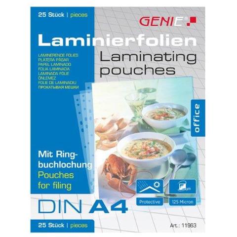 A4 Buste Per Plastificazione Con Margine E Perforazioni - Confezione Da 25 - Trasparente - Foto 1