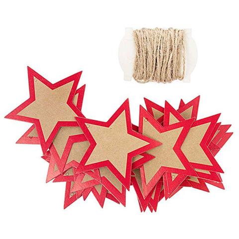 24 Etichette Appese Di Carta Stelle E Rosse - Foto 1