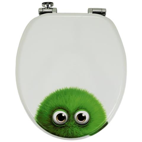 Sedile Wc Copri Vater Universale Frizionato Fantasia In Mdf Chiusura Rallentata *** Fantasia : Green Sponge - Foto 2