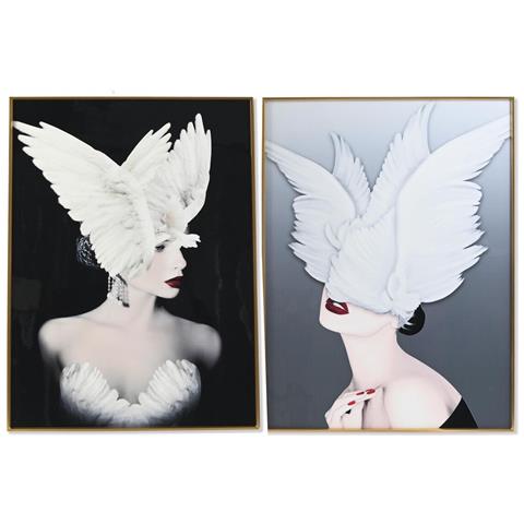 Quadro Dkd Home Decor Piume 60 X 3 X 80 Cm Moderno (2 Unità) - Foto 1