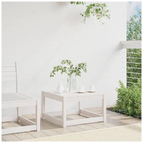 Poggiapiedi da Giardino Bianco in Legno Massello di Pino - Foto 3