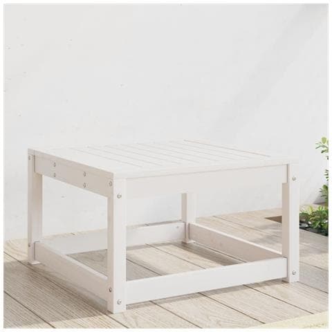 Poggiapiedi da Giardino Bianco in Legno Massello di Pino - Foto 1