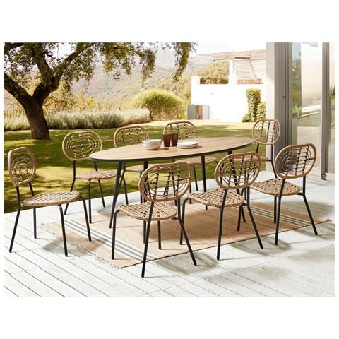 Set Di 8 Sedie Rattan Naturale Pratello - Foto 1