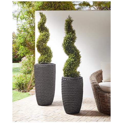 Set Di 2 Vasi Per Piante Cedrus Rattan Sintetico 37/45 Cm Nero - Foto 9