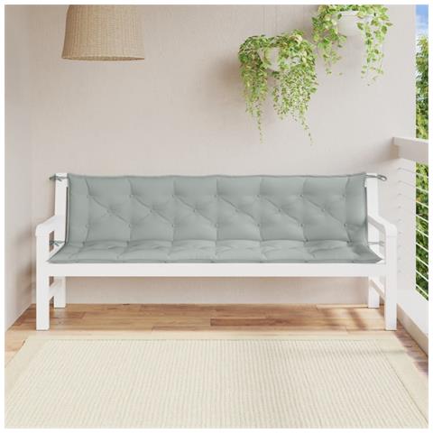 Cuscini Panca Giardino 2pz Grigio Chiaro Mélange 200x50x7 Cm - Foto 3