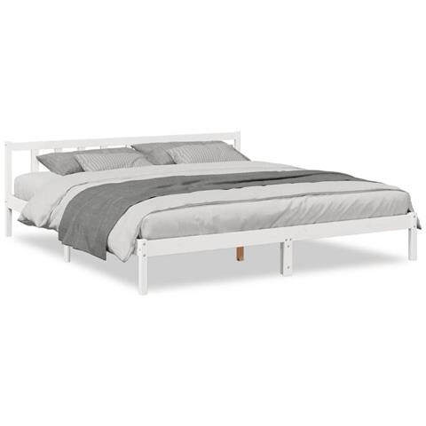Letto Extra Lungo Senza Materasso Bianco 180x210 Cm In Pino - Foto 2