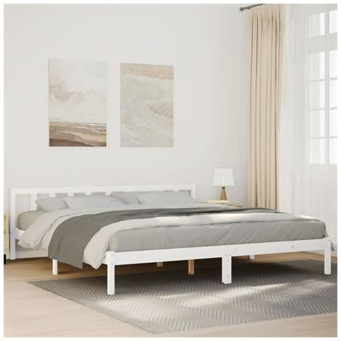 Letto Extra Lungo Senza Materasso Bianco 180x210 Cm In Pino - Foto 1