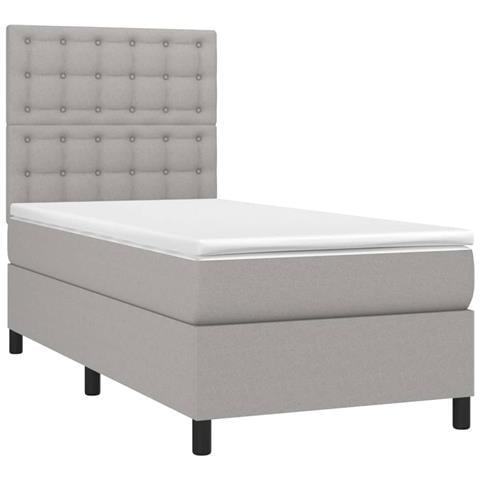 Letto A Molle Materasso E Led Grigio Chiaro 90x200 Cm Tessuto - Foto 2