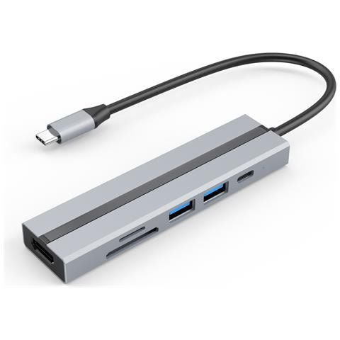 Hub Usb-c 6 In 1 Con Hdmi 4k, Porte Usb 3.0/2.0, Lettore Di Schede Sd /tf - Foto 1