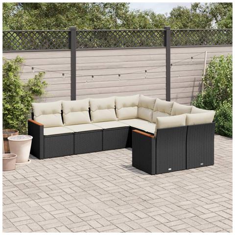 Set Divani Da Giardino Con Cuscini 8 Pz Nero In Polyrattan - Foto 3