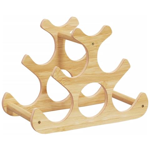 Portabottiglie Di Vino Per 6 Bottiglie 35x18x25,5 Cm In Bambù - Foto 2