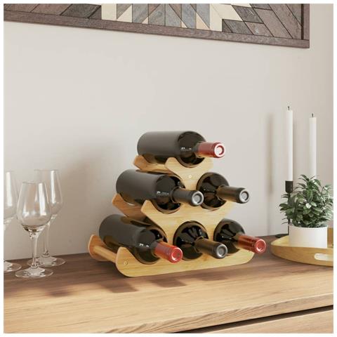 Portabottiglie Di Vino Per 6 Bottiglie 35x18x25,5 Cm In Bambù - Foto 1