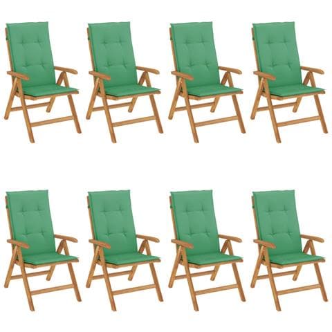 Sedie da Giardino Reclinabili con Cuscini 8 pz in Legno di Teak - Foto 1