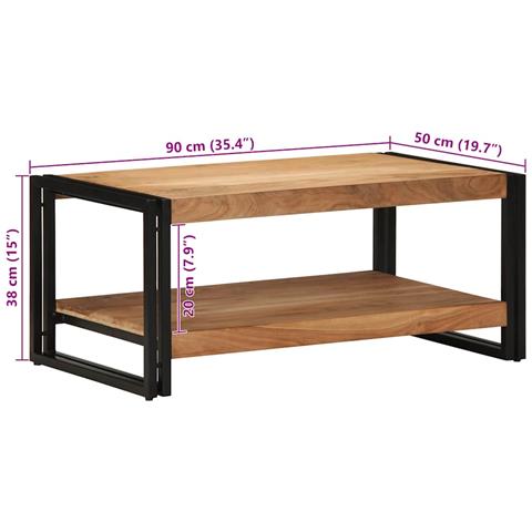 Tavolino da Salotto 90x50x38 cm Legno Massello di Acacia - Foto 9