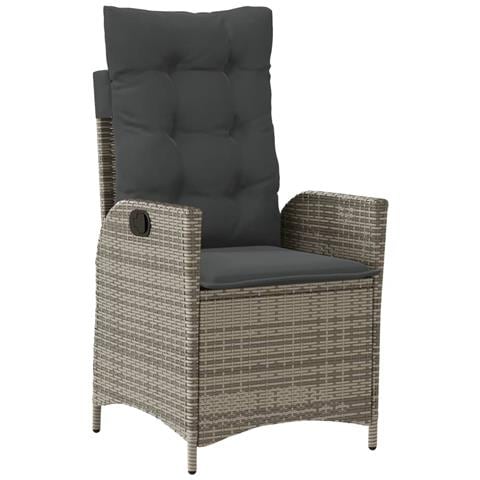 Set Da Pranzo Da Giardino 9 Pz Con Cuscini In Polyrattan Grigio - Foto 3