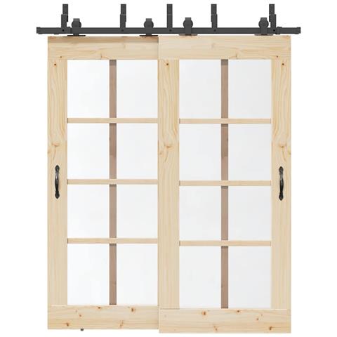 Kit Di Binari Per Porte Scorrevoli 183 Cm Acciaio Nero - Foto 1