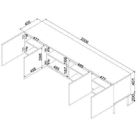 Armadio 4D RTV PALAZZO BIS 201x40x60 bianco opaco - Foto 2