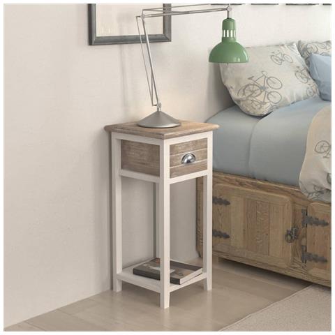 Lusso Casadino -  Comodino Con 1 Cassetto Marrone E Bianco - Foto 1