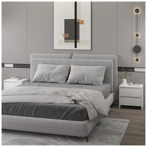 Lusso Casadino -  Comodino Bianco 45x34,5x44,5 Cm In Legno Ingegnerizzato - Foto 8